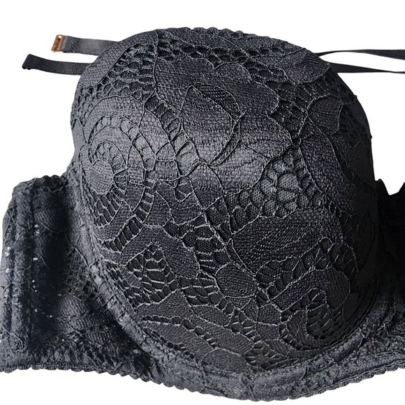 Marilyn Monroe Black Lace Strapless Bra 38C With Adjustable Straps - Picture 3 of 6